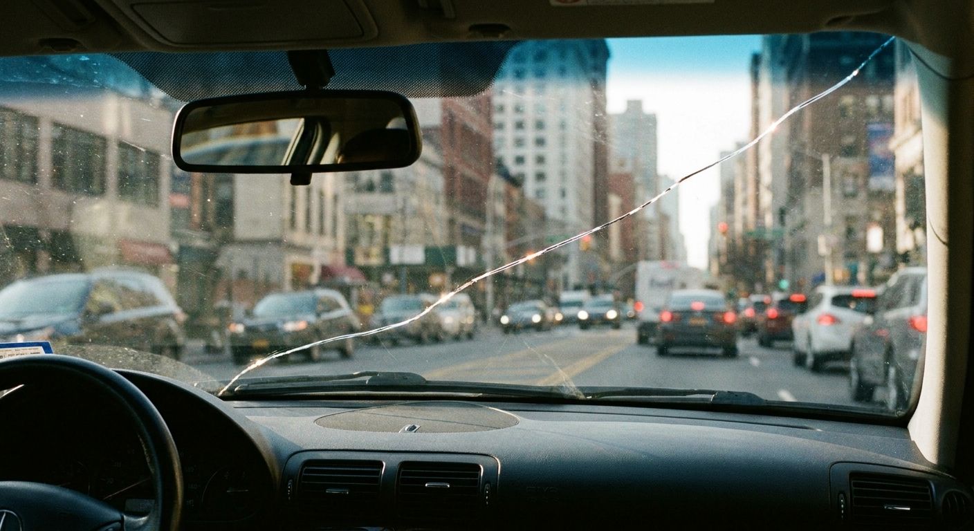 Hail-damaged cracked windshield in Amarillo, TX